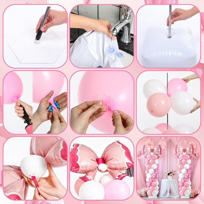 Kasyat 2 Sets Pink Bow Balloon Column Stand Kit - Image 5