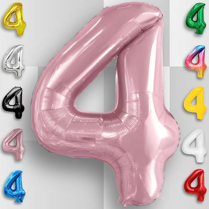 Pink Pearl Number Balloon 4 Mylar Foil Macaron Balloons 40 inch - Image 4