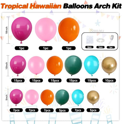 Tropical Balloons Arch Kit, Hawaiian Balloon Garland Arch Kit, Hot Pink Green - Image 2