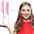 8pcs Rat Tail Combs Set,Long Steel Pin Teasing Combs for Salon Hair Stylists,2 styles and multiple colorsb of Metal Parting Combs for Women,Hair Teasing Fine Tooth Comb Aigee