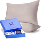 Kickoff Viscose Bamboo Pillowcase, Standard, Set of 2, 100% Organic Hidden Zippered Viscose Bamboo Pillow Case Standard Size, Cooling Pillow Cover for Hot Sleepers (20"x26", Grey Mist)