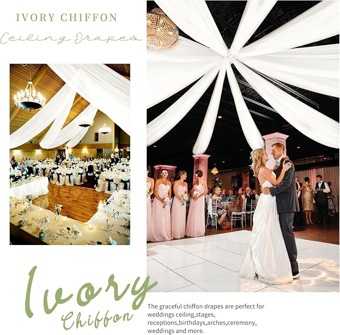 6 Panels Ivory Ceiling Drapes for Wedding Ceiling Drapes 5ftx15ft Wedding Arch - Image 8