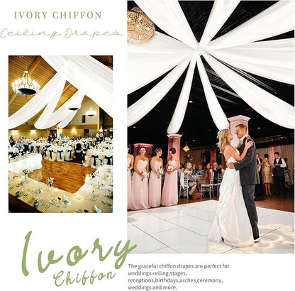 6 Panels Ivory Ceiling Drapes for Wedding Ceiling Drapes 5ftx15ft Wedding Arch - Image 8