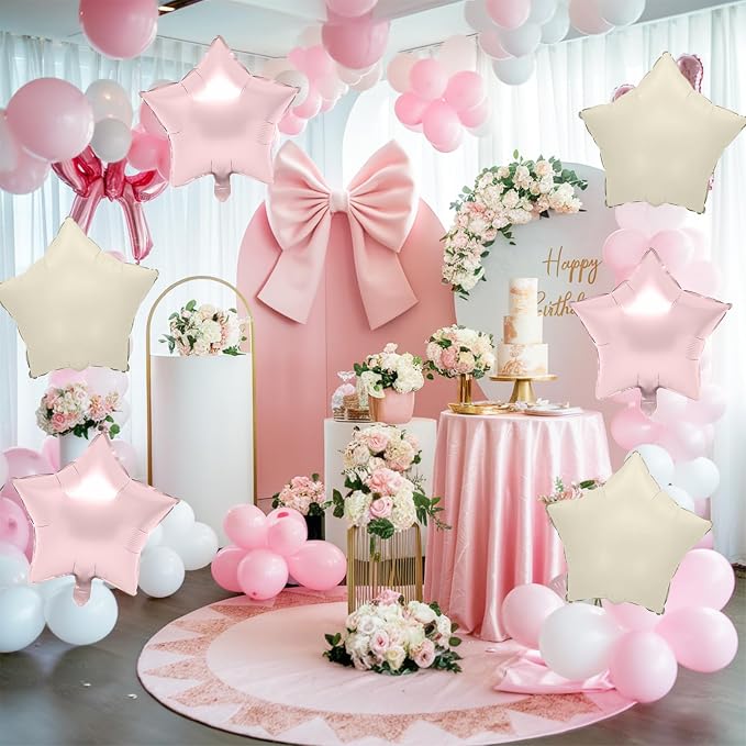 Biapian Baby Pink Star Foil Balloons, 18 Inch Stars Balloons - Image 5