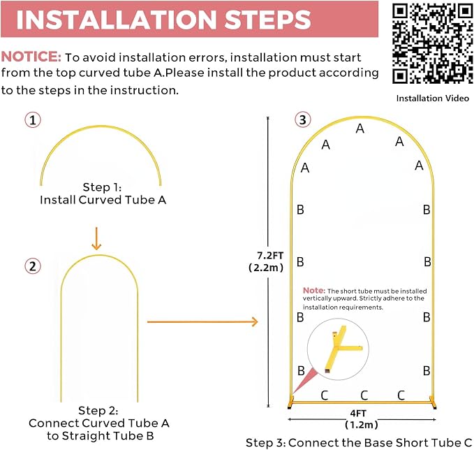 Metal Arch Backdrop Stand, 6FT+5FT+4FT Wedding Arch Frame, Balloon Arch Backdrop - Image 6