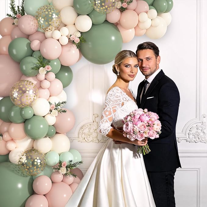 152Pcs Pink and Sage Green Balloons Arch Kit Different Size | Baby in Bloom - Image 5