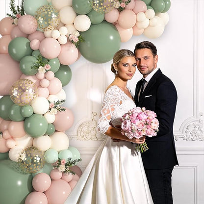 152Pcs Pink and Sage Green Balloons Arch Kit Different Size | Baby in Bloom - Image 5