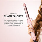 Extra-Long Barrel Rotating Curling Iron with Short Clamp, Automatic Curling Iron 1 Inch Creates Loose Curls – for Medium and Long Hair, High Heat 410°F, Instant Heat up, Double Ceramic, Dual Voltage