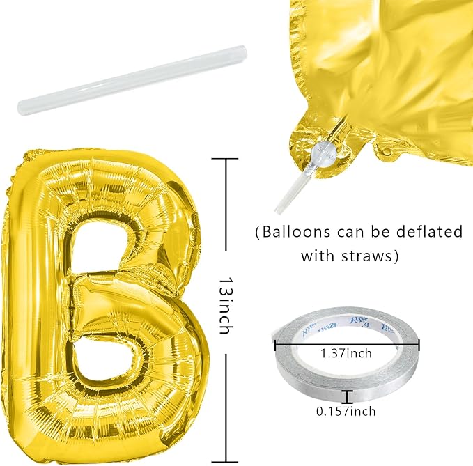 Gold Happy Birthday Balloon Banner Set -16 Inch Foil Letters Balloons, Reusable - Image 2