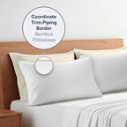 Kickoff Viscose Bamboo Pillowcase, King, Set of 2, 100% Organic Hidden Zippered Viscose Bamboo Pillow Case King Size, Cooling Pillow Cover for Hot Sleepers (20"x40", Trimmed, Buttercream)