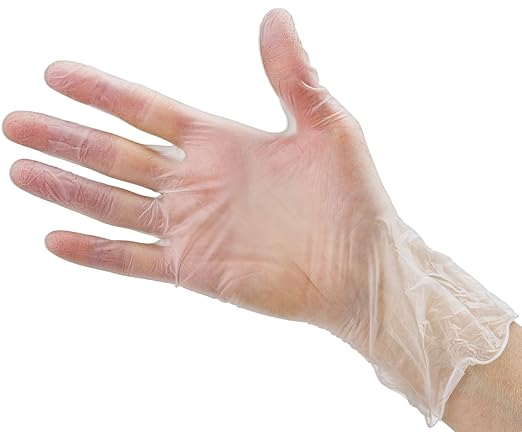 CARE PLUS Latex-Free Vinyl Gloves Clear Medium Size 100 Count | Heavy Duty, Non-Sterile, Powder-Free, Rubber | Food Prep, Kitchen & Cleaning Gloves, Ideal for Professional Use