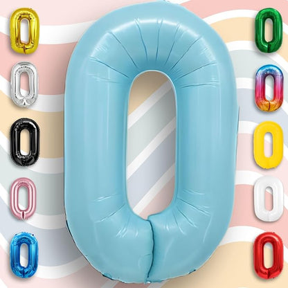 Candy Blue Number Balloon 0 Mylar Foil Balloons 16 Inch - Image 2