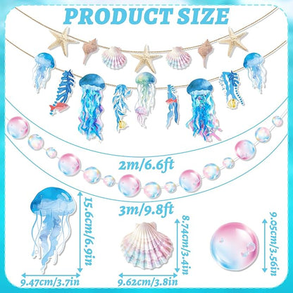 SUNBEAUTY Starfish Seashell Banner Under The Sea Party Decoration Jellyfish - Image 3
