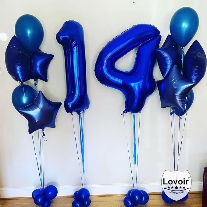 Navy Blue 14 Number Balloons, 40 Inch Giant Number 14 Balloons Foil Mylar - Image 5