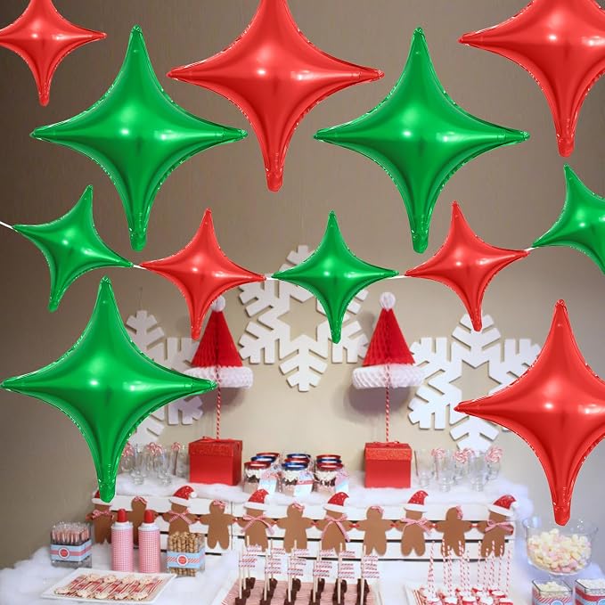 Red Green Christmas Balloons, 26Inch and 10Inch Red Green Quadrangle Helium - Image 6