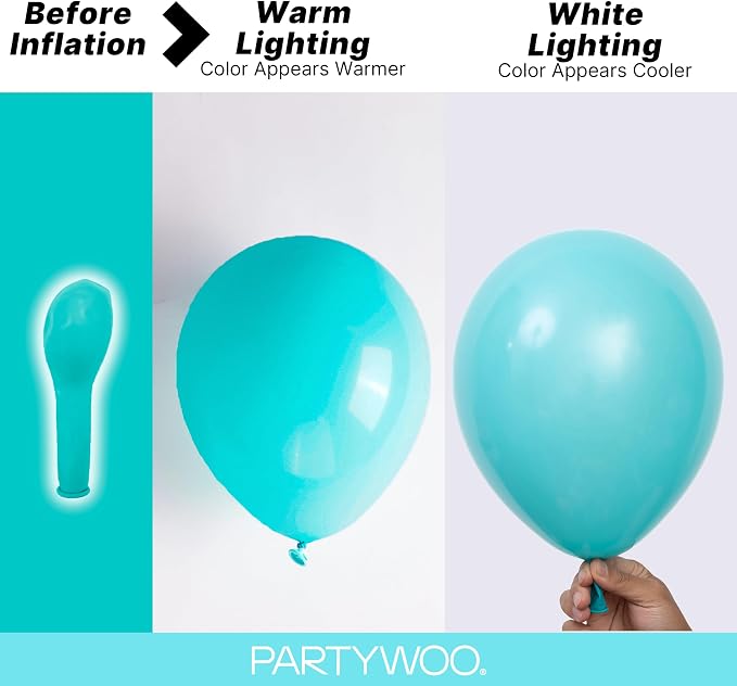 PartyWoo Teal Balloons 140pcs Turquoise Dark Teal Color 5 Inch | 18 12 10 5 - Image 3
