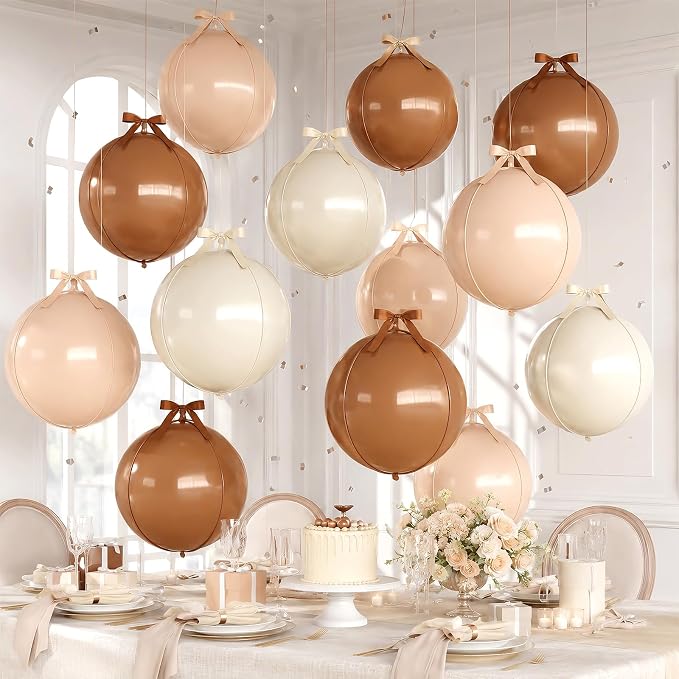 Cream Beige Khaki Round Foil Balloons - Image 5