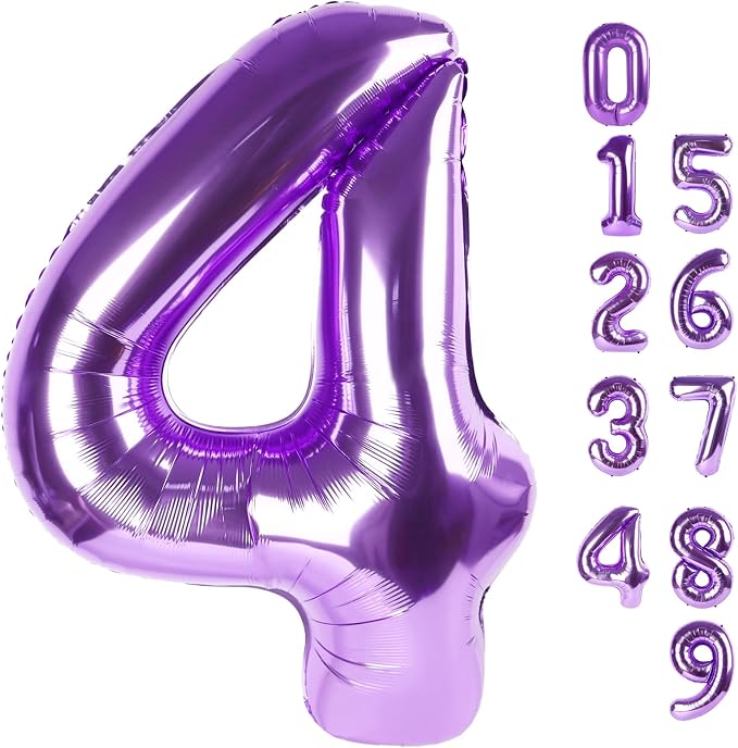 Number Balloons Purple 4 Balloon 40 Inch by Mluchee