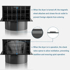Hon&Guan Dryer Vent Cover Outside with Removable Mesh, Wall Mount Extractor Vent with Rubber Cushioned Non-Return Flap, High Quality Iron Outside Dryer Vent Cover for House (Black, 6 Inch)
