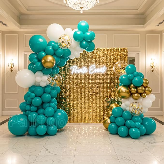 Teal Balloon Arch Kit with Gold Butterflies, 5/12/18 in, Baby Shower, Bridal - Image 8