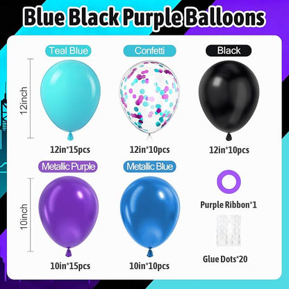 60pcs Blue and Purple Balloons 12inch - Image 2