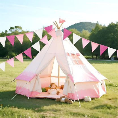 G2PLUS Pre-Strung Burlap Pennant Banners, 39Ft Pink Fabric Triangle Flag Bunting - Image 4