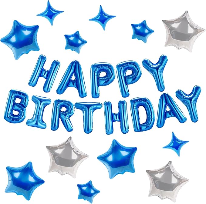 CANREVEL Happy Birthday Banner Decorations + 12Pcs Star Balloons, by CANREVEL