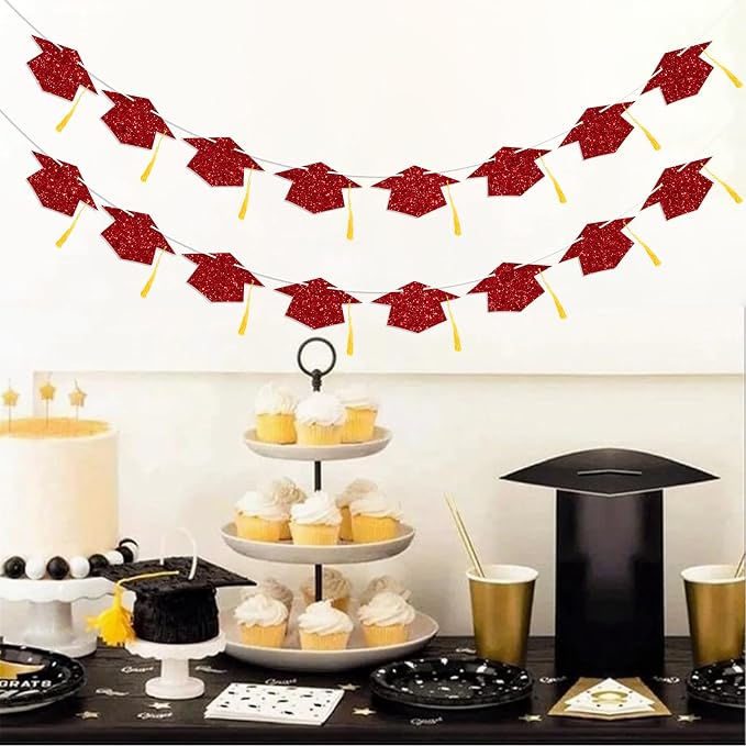 Graduation Decorations Class of 2026 Red Graduation Cap Banner - Image 5