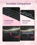 Pinkpearl Invisible Tape in Hair Extensions Human Hair, 20pcs 20inch 55g #8T60 Balayage Ash Brown to Platinum Blonde Injection Tape in Extensions Real Remy Seamless Human Hair Injected
