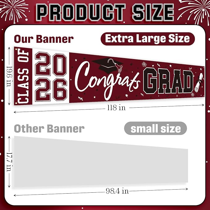 2026 Graduation Yard Sign, Large Congrats Grad Yard Banner Class of 2026 Banner - Image 5