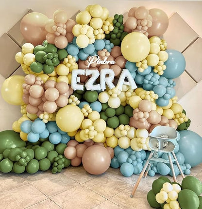 Sage Green Dusty Blue Yellow Balloons - Image 4