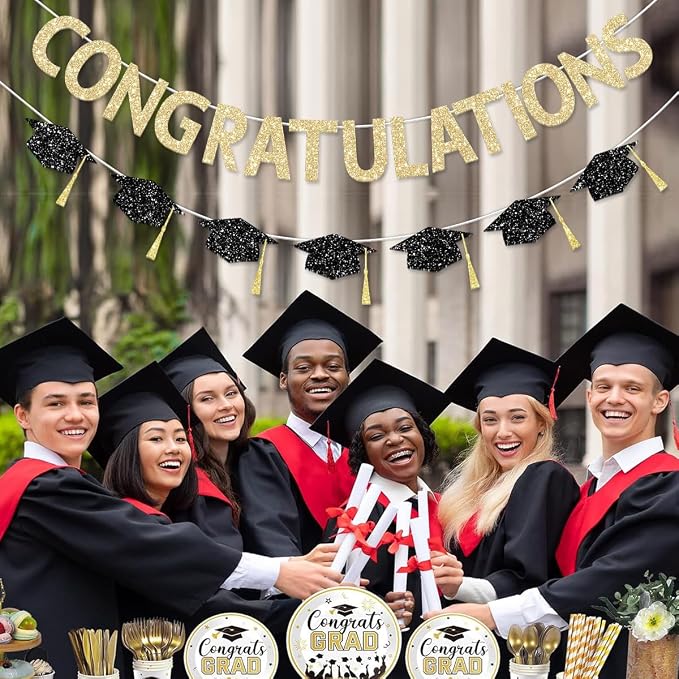 Pre Strung Congratulations Decorations Banner Gold Glitter Congratulation 2026 - Image 6