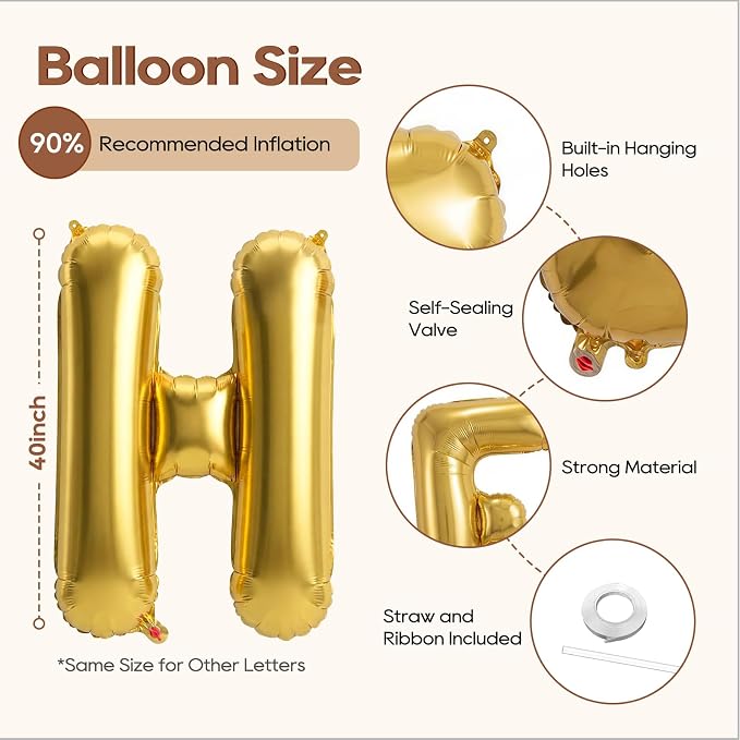 40 Inch Gold HOME Balloon Letters, HOME Letter Balloon - Image 2