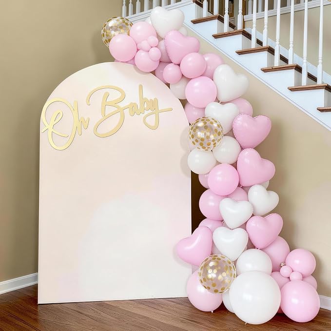 Pink Balloons, 12 Inch Double Stuffed & Gold Confetti Balloon - Image 3