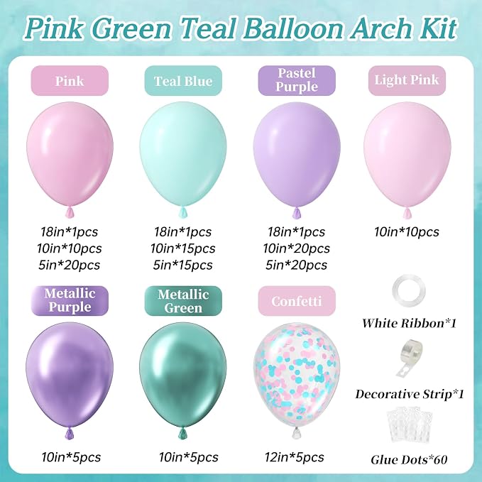131pcs Mermaid Balloon Arch Kit - Image 2