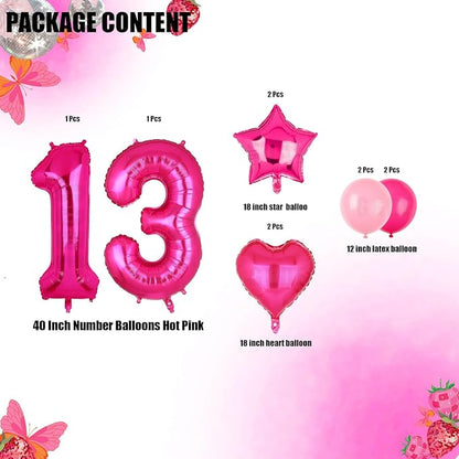 40 Inch Number Balloons Hot Pink 13 Pink Themed 31st 13rd Birthday Party | - Image 2