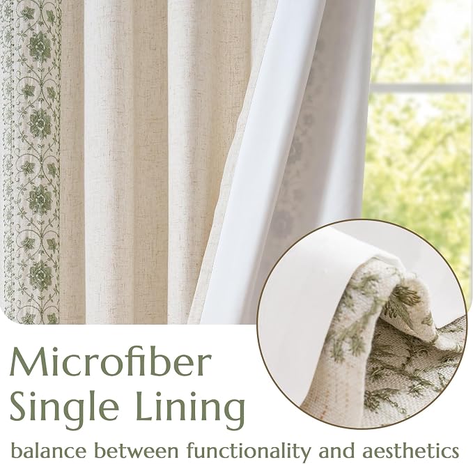 jinchan Floral Linen Curtains - Image 3