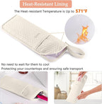 Hair Tools Travel Bag, Heat Resistant Curling Iron Holder & Flat Iron Case, Hot Tools Organizer Pouch for Hair Straightener, Hair Dryer, Crimper & Styling Accessories, Travel Makeup Bag