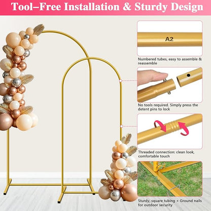 Metal Arch Backdrop Stand, Wedding Arch Stand | Dustproof caps, easy set-up - Image 4