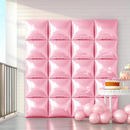 NISOCY 25PCS Pearl Light Pink Square Foil Balloons Wall Backdrop | Double Sided - Image 7