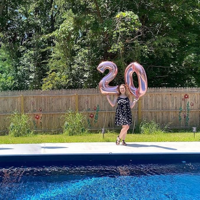 Rose Gold 20 Number Balloons, 40 Inch Big Giant Jumbo 20 Balloon Numbers Rose - Image 3