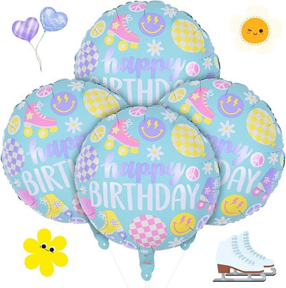 Roller Skate Foil Balloons Set, Pastel Helium Balloons by Paeyeq