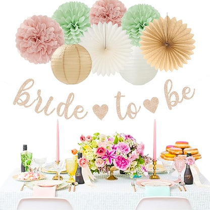 Sage-Green Pink-Beige Bridal-Shower Party-Decorations - Image 5