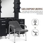 BarberPub Backwash Shampoo Bowl Cabinet, Wall Mount Station with Mirror, Storage Cabinet with Drawers & Shelf Salon Equipment 3141 (Black)