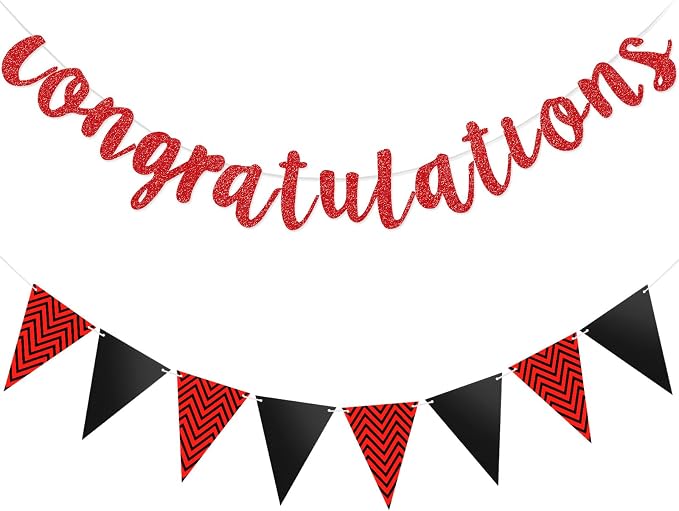 Boao Pre-Strung Congratulations Banner Sign Glitter Congratulation Banner 10 ft by Boao