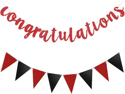 Boao Pre-Strung Congratulations Banner Sign Glitter Congratulation Banner 10 ft by Boao