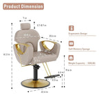 Barber Chair for Hair Stylist, Height Adjustable Hydraulic Hair Reclining Salon Chair, 360 Degrees Rotation, Multi-Function Shampoo Chair for Salon Barbershop (Grey)