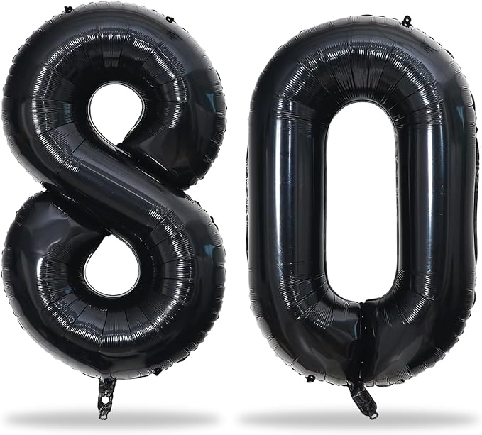 Lingqiang 80th Birthday Balloons Black by Lingqiang