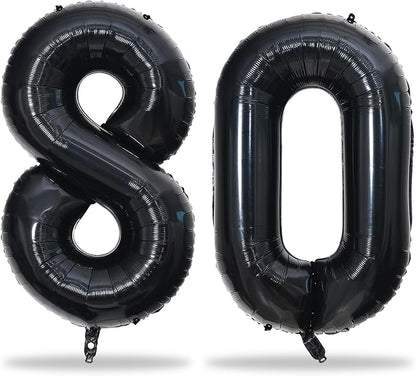 Lingqiang 80th Birthday Balloons Black by Lingqiang