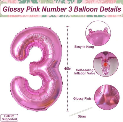 Pink Number 13 Balloon 40 Inch, Shiny Foil Numeral - Image 4